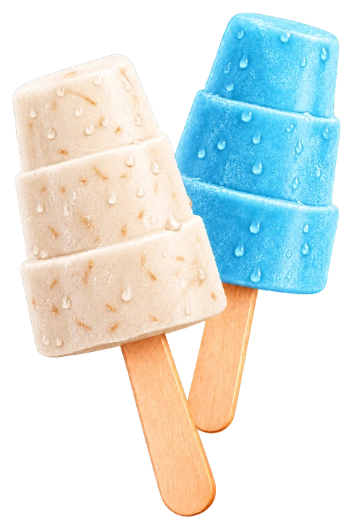 Helados caseros tradicionales de coco y chicle
